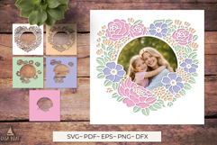 3D Floral Photo Frame SVG Cut File Layered papercut