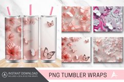 3D Floral Pink Butterflies Tumbler Wrap Product Image 1