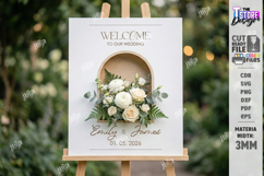 3D Floral Wedding Welcome Sign Laser Cut | Wedding Decor SVG Product Image 1