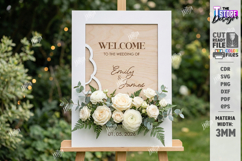3D Floral Wedding Welcome Sign Laser Cut | Wedding Decor SVG Product Image 1