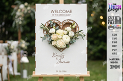 3D Floral Wedding Welcome Sign Laser Cut | Wedding Decor SVG Product Image 1