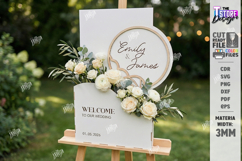 3D Floral Wedding Welcome Sign Laser Cut | Wedding Decor SVG Product Image 1
