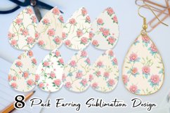 3D Floral Seamless Earring teardrop sublimation design Product Image 1