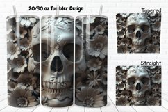 3D Floral Skull 20/30oz Skinny Tumbler Product Image 1