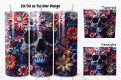 3D Floral Skull 20/30oz Skinny Tumbler Product Image 1