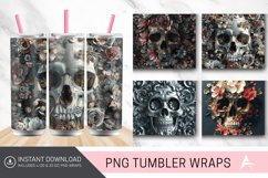 3D Floral Skull Tumbler Wrap Product Image 1
