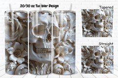 3D Floral Skull 20/30oz Skinny Tumbler Product Image 1