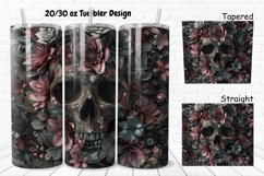 3D Floral Skull 20/30oz Skinny Tumbler Product Image 1