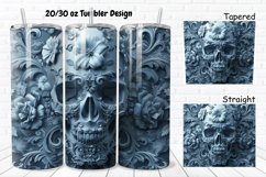 3D Floral Skull 20/30oz Skinny Tumbler Product Image 1