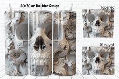 3D Floral Skull 20/30oz Skinny Tumbler Product Image 1