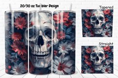 3D Floral Skull 20/30oz Skinny Tumbler Product Image 1