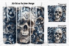 3D Floral Skull 20/30oz Skinny Tumbler Product Image 1