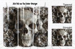 3D Floral Skull 20/30oz Skinny Tumbler Product Image 1