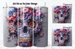 3D Floral Skull 20/30oz Skinny Tumbler Product Image 1