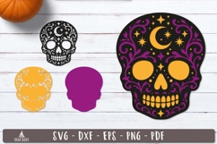 3d Floral Sugar Skull Halloween Layered SVG design