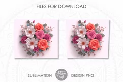 3d flower tumbler wrap PNG with straight and tapered designs 