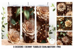 Floral 3D Tumbler Sublimation PNG I Tumbler Wrap Product Image 1
