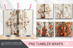 3D Floral Violin Floral Tumbler Wrap Product Image 1