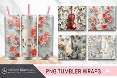 3D Floral Violin Floral Tumbler Wrap Product Image 1