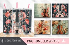 3D Floral Violin Tumbler Wrap Product Image 1