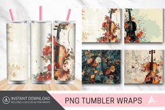 3D Floral Violin Tumbler Wrap Product Image 1