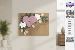 3D Floral Wall Art Laser Cut | Layered Flowers Sign Product Image 1