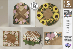 3D Floral Wall Art Laser Cut Bundle | Layered Flowers Signs Product Image 1