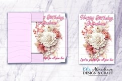Bundle of 3 PNGs printable card templates for Grandma Birthday celebrations with beautiful 3d flowers and quote Happy Birthday, Grandma , Worlds best Grandma , With lots of love, I feel so grateful for all your love. BONUS- SVG envelope template for card.