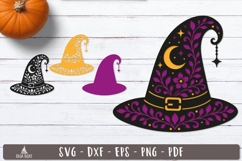 3d Floral Witch Hat Halloween Layered SVG design