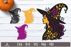 3d Floral Witch Portrait Halloween Layered SVG design