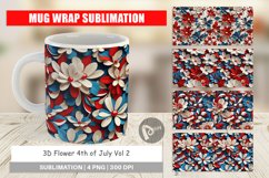 Mug Wrap Design 3D Flower 4th of July Product Image 1