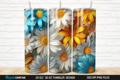 3D Flower Colored Daisy 20/30oz Skinny Tumbler Product Image 1