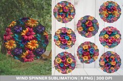 3D Flower Colorful Wind Spinner | Sublimation Spinner Design Product Image 1
