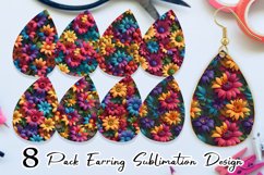 3D Flower Colorful Earring teardrop sublimation design Product Image 1
