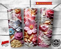 3D Embroidered Flowers 20 oz Skinny Tumbler Sublimation 2023 Product Image 4