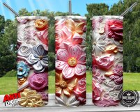 3D Embroidered Flowers 20 oz Skinny Tumbler Sublimation 2023 Product Image 3
