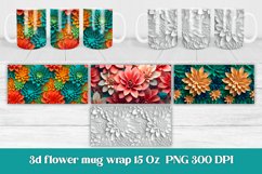 3d flower mug sublimation design wrap 15 Oz,  mug sublimation wrap, 3d flower sublimation PNG, 3d flower mug template.