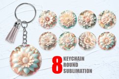 3D flower pastel color Keychain Background| Keyring Product Image 1