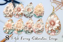 Earring teardrop sublimation 3D Flower quilling pastel color Product Image 1