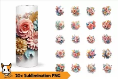 3d Floral Tumbler Wrap Design for Sublimation