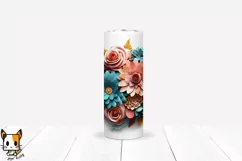 3d Floral Tumbler Wrap Design for Sublimation