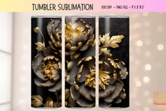 3d Flower Tumbler Wrap | Black Tumbler 3d Sublimation Design