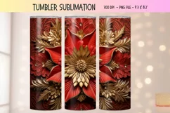 3d Flower Tumbler Wrap  Christmas Sublimation Tumbler Wrap