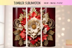 3d Flower Tumbler Wrap | Christmas Sublimation Tumbler Wrap