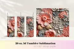 3d Flower Tumbler Wrap | Floral 3d Sublimation Tumbler Wrap