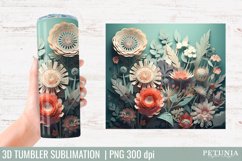 3d flower sublimation design being used as a 20oz tumbler sublimation print