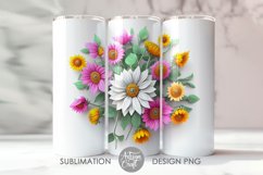 3d flower tumbler wrap PNG for sublimation 