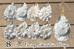 Earring teardrop sublimation 3D Flower White Product Image 1