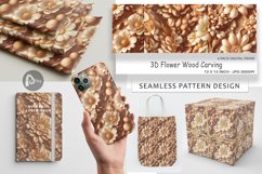 Digital Paper 3D Flower Wood Carving Product Image 1