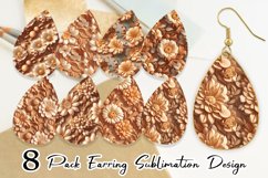 3D Flower Wood Carving Earring teardrop sublimation design Product Image 1